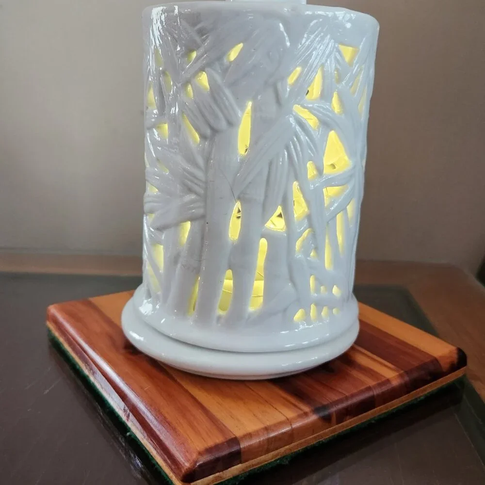 Andrea By Sadek White Porcelain Reticulated Two Piece Candle Holder / Fairy Lamp